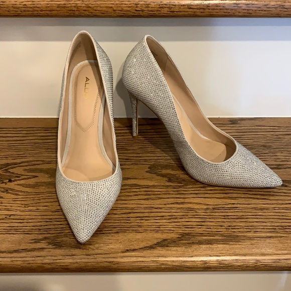 ALDO silver studded stilettos. - Picture 1 of 4